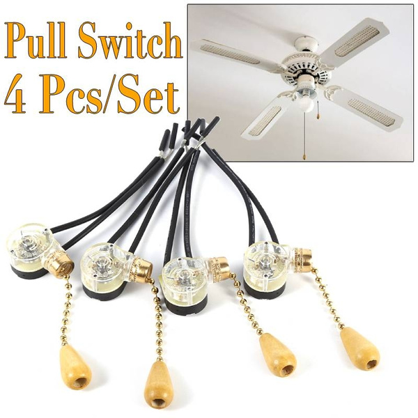 4pcs Wall Light Pull Switch Home Ceiling Fan Lamp Universal Pull Chain SwY CW 