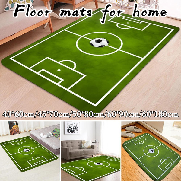 50*80cm Green Football Soccer Pitch Rug Kids Play Floor Carpet Soft Bedroom Rugs 