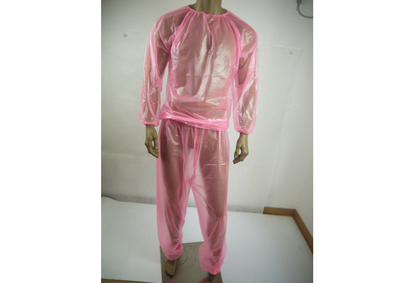 Größe L, durchsichtiges Pink Haian PVC-Jogginganzug/Saunaanzug 