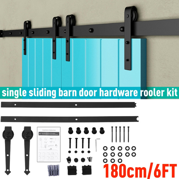 NEW 6FT Heavy Duty Sliding Barn Door Hardware Roller Track Rail Kit Fit ...