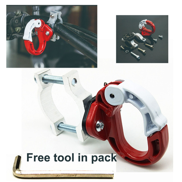 Duokon Universal Motorcycle Hook,Motorcycle Luggage Bag Modified Aluminum Alloy Hanger Hook Holder Black-red 