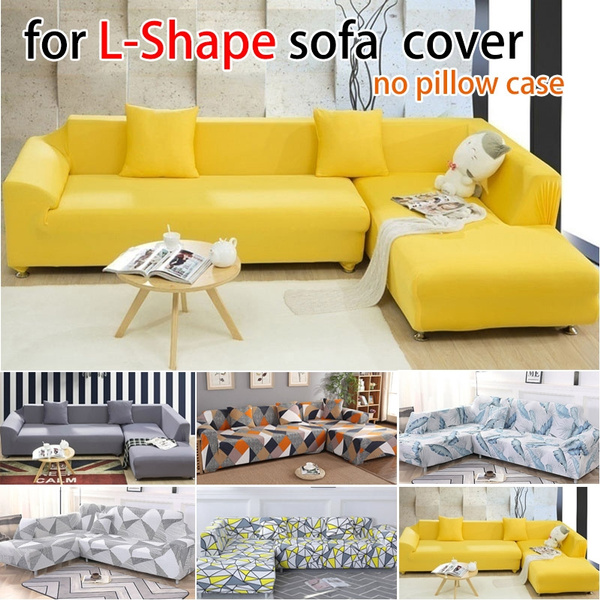 Universal L Shape Sofa Covers 2pcs Fabric Stretch Sofa Slipcovers 