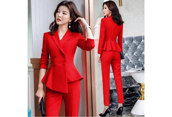 red blazer pants set