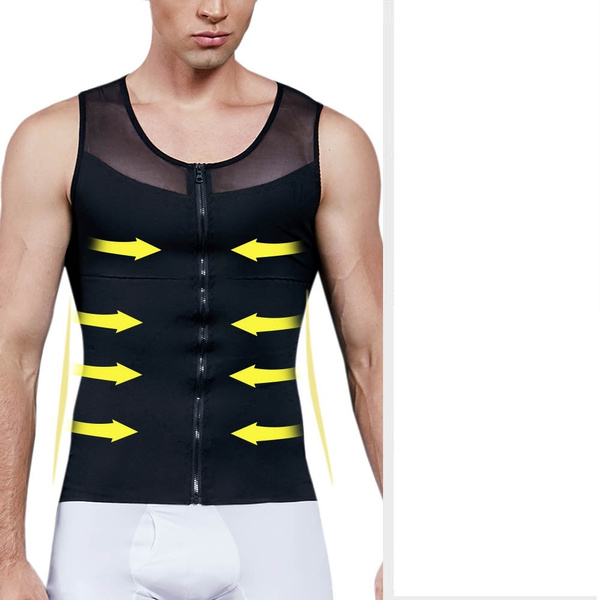 Mens Chest Compression Shirt Slimming Body Shaper Vest Workout Tank Tops to Hide  Gynecomastia Moobs