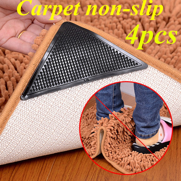 4pcs Carpet Anti Slip Triangle Pad, Rug To Carpet Gripper Pad