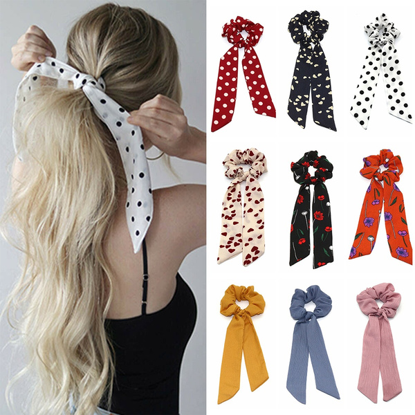 Flower Print Hair Ribbon Scarf Hair Bands Bow Ties Scrunchies