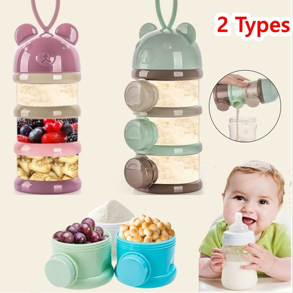 3 layer Detachable Portable Baby Food Storage Box Cereal Milk Powder
