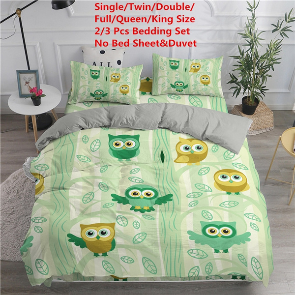 Cute Owls And Birds Bedding Set Green, Green Twin Bedding
