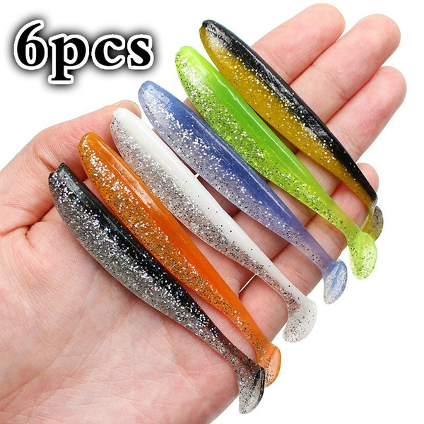 6Pcs/lot 90mm Double Color Rubber Fish Fishing Soft Lures Wobblers Fishing  Lure Silicone Bait