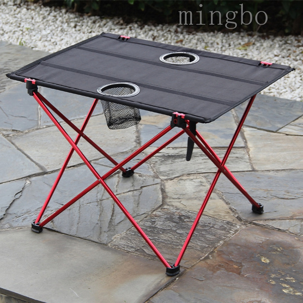 Folding camping table with best sale drink holders