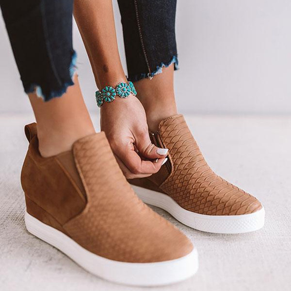 tennis shoe wedge booties