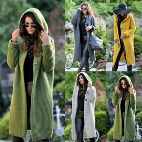 Long hooded cheap cardigan sweater