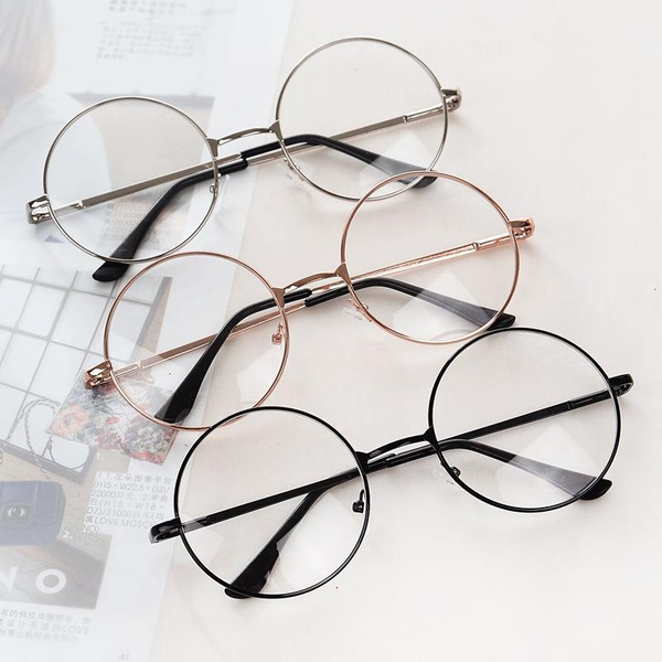 Linsung New Style Unisex Round Retro Round Metal Frame Clear Lens Glass Vintage Geek Glasses