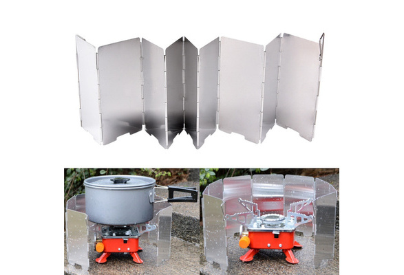 9Plates Foldable Outdoor Camping Cooker Gas Stove Wind Shield Deflecto I5X9 