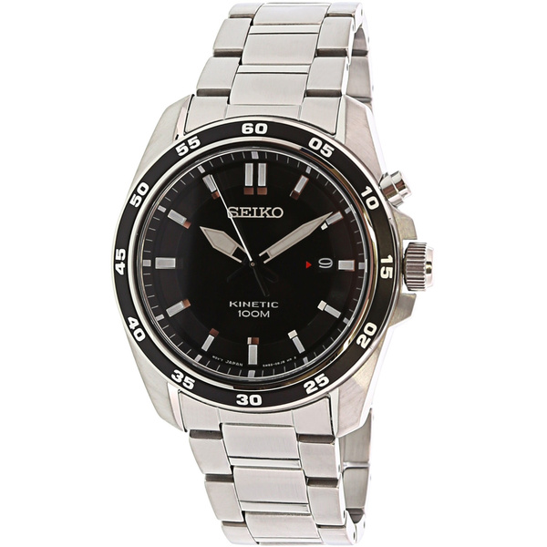 Seiko Men's Kinetic Black Dial SKA785 Silver Stainless-Steel Japanese  Automatic Dress Watch | Wish