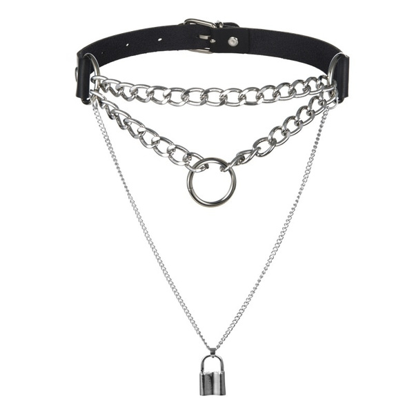 Lock Chain Punk Multilayer Choker 