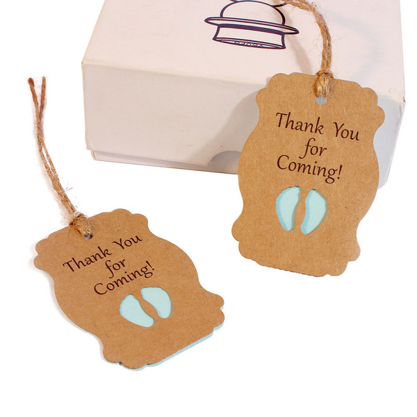 50 Pcs Simple Boy Girl Rope Diy Baby Shower Kraft Paper Thank You For Coming Candy Box Label Party Decor Gift Tags Wish