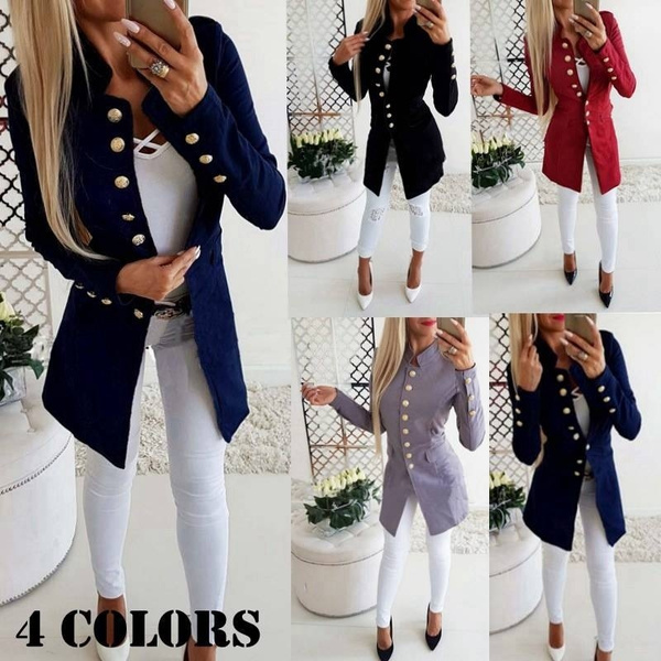 Fashion Casual Women Slim Suit Retro Suits Jacket Ladies Long Sleeve ...