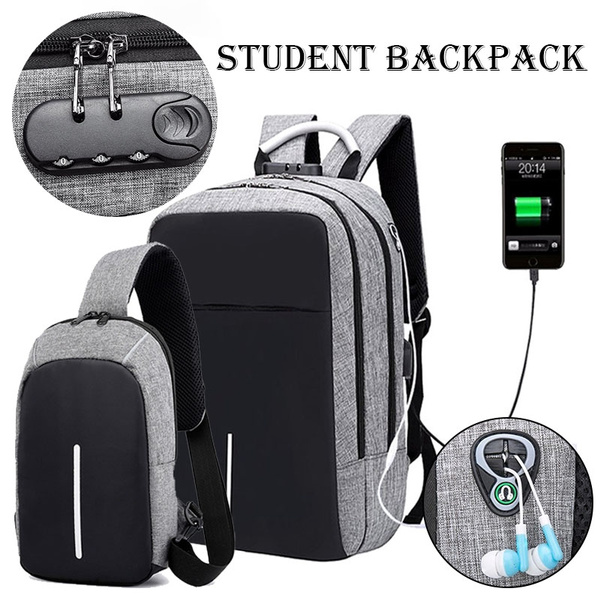 Chest Bag Casual Anti-theft Combination Lock Messenger Bag Usb