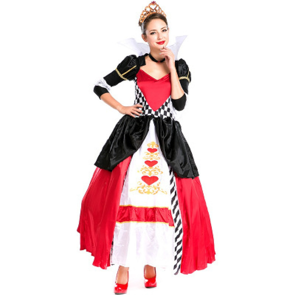 Alice In Wonderland Red Queen of Hearts Cosplay Dress Delux Fancy Party Cosplay 