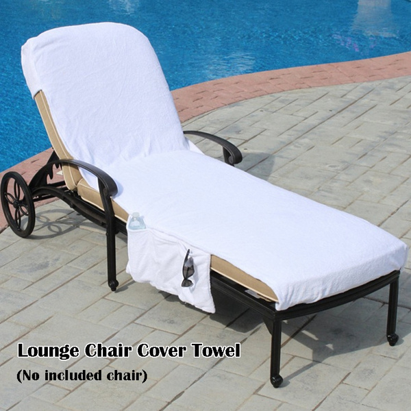 Lounge Pool Chair Cover Beach Towel Holiday Garden With Large Pocket Bag US 