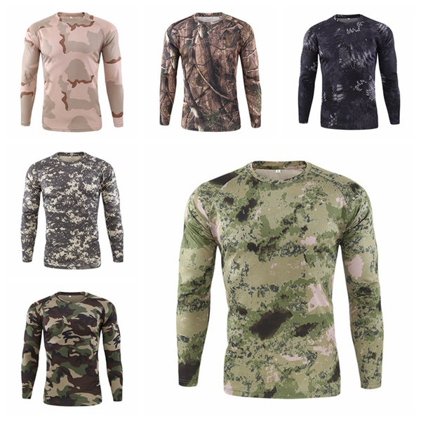 Men Long Sleeve Military T Shirt Tactical Camouflage Army Python Camo ...