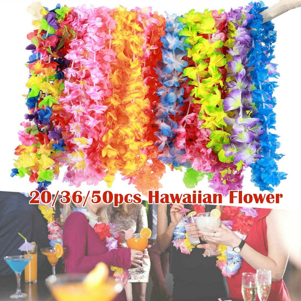 Pack of 36/72 Lei Flower Garlands Necklace Hawaiian Tropical Beach Party Dress 