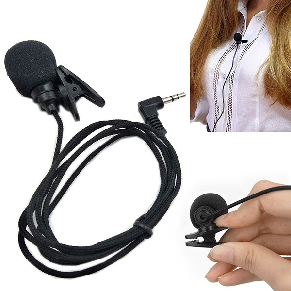 3.5mm Lavalier Microphone Lapel Mic Hands Free Shirt Collar Clip on Microphone for PC Computer Recording Live Broadcasting