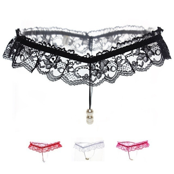 Sexy Pearl T-back Thongs G-string Underwear Lingerie Hipsters