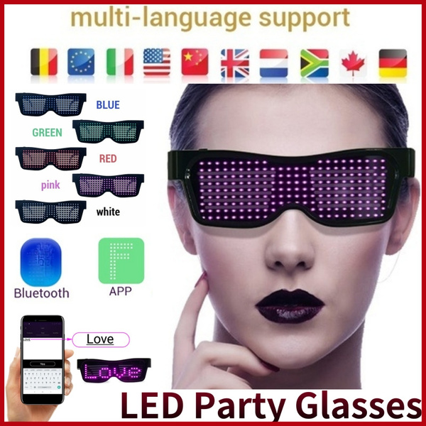 LED Glasses Bluetooth Diy Luminous Rave Party Festival Sunglasses Shining  Lights | eBay