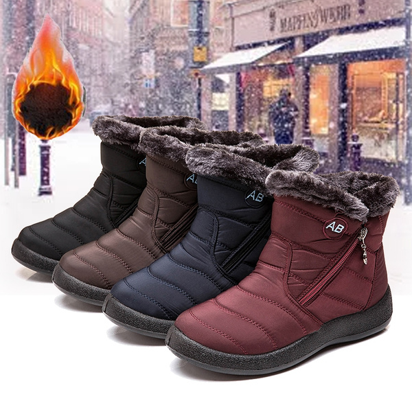 BIKETAFUWY Womens Sports Shoes Outdoor Waterproof Snow Boots Winter Warm Plush Fleece Lined Shoe Thick Round Toe 