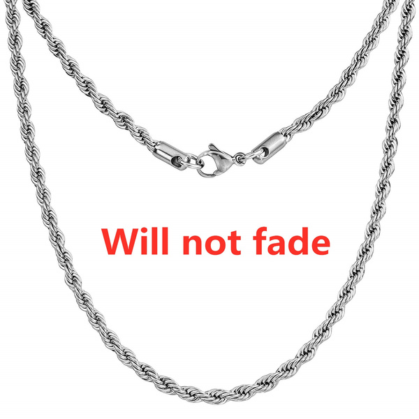 4mm Rope Mens Necklace Silver Chain 