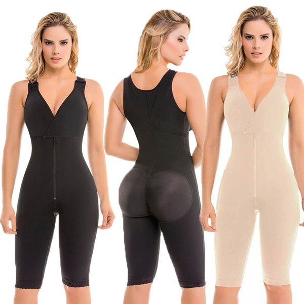 Women's Post Surgery Full Body Shaper Firm Control Butt Lifter Plus Size  Black Nude Compression Shapewear Bodysuit