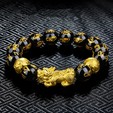 Jewelry, gold, obsidianbracelet, Bracelet