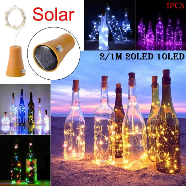 2M 20LED Solar Cork Wine Bottle Stopper Copper Wire String Lights Fairy Lamps 