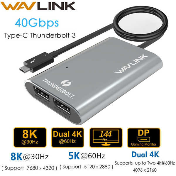 パソコンに WAVLINK Thunderbolt 3アダプター デュアルHDMIポート/4K出力 ミニドッキングステーション 最大4K（ 3840x2160 @ 60Hz）ディスプレイ：アロアロオンライン ストリーム - shineray.com.br