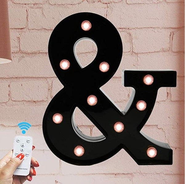 Marquee Letter Sign Lights Lighted Vintage Accessories & Decorations Z Light Up Black Letters Home Decor Name Signs Battery Operated LED Remote Timer 