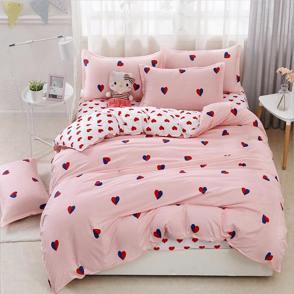 Lizzie Hearts Reversible Double Duvet Cover Set Pillowcase Bedding Bed