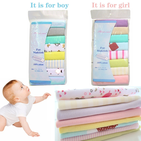 8Pcs/Set Baby Towel Newborn Colorful Towel Wash Cloth Bathing