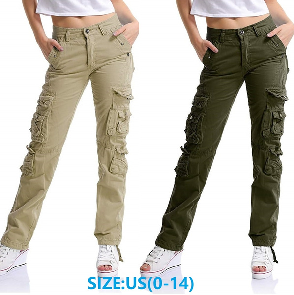 Women High Waist Pocket Pants Vintage Casual Baggy Cargo Pants Bottom  Sweatpants | eBay