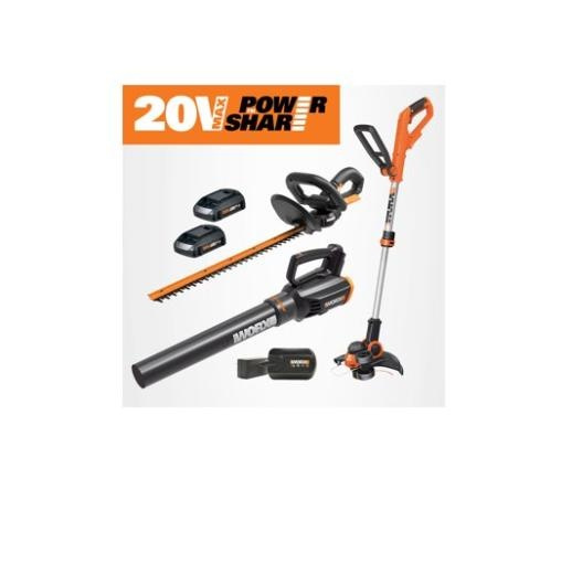 WORX WG932 20V String Trimmer Blower and Hedge Trimmer combo