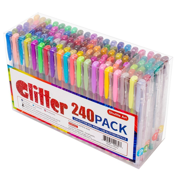 240 Pack Glitter Gel Pens 120 Colors Glitter Gel Pen Set with 120 Refills  for Adult Coloring Books Craft Doodling