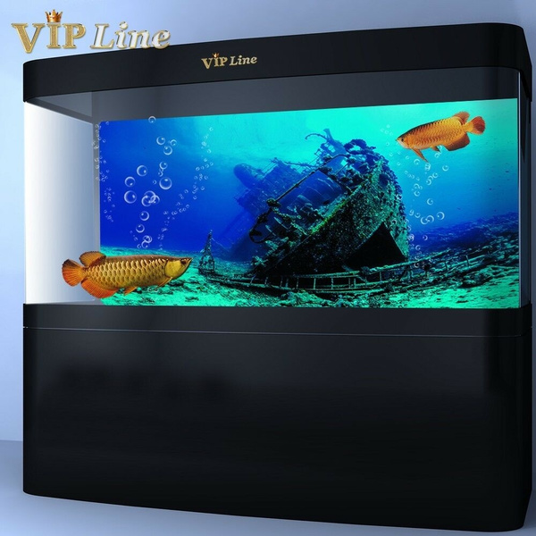 VIP.LINE Large Shipwreck Aquarium Background Poster HD Fish Tank Ornament Landscape 