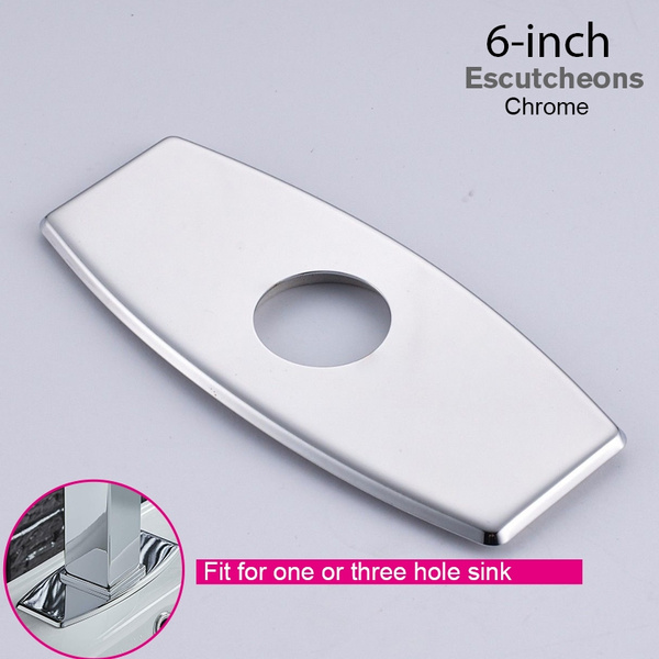Hole Cover Deck Faucet Plate Escutcheon, Chrome 3-to-1 Rectangle Shaped Stainless Steel,Suitable For 4 Inch Sink(total length 6.25 inch) | Wish