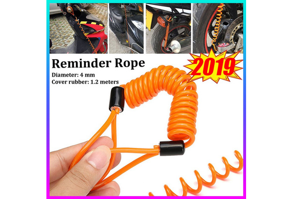 Motorcycle Bike Alarm Brake Disc Lock Security Reminder Coil Cable Rope 120cm