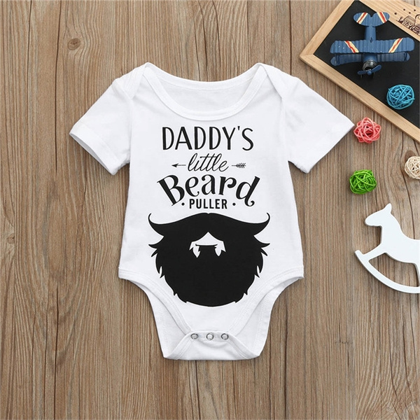 Daddy S Little Beard Puller Boys Girls Newborn Baby Bodysuit Newborn Baby Clothes Daddy Onesie Round Neck Letters Print Shirt Clothes Wish