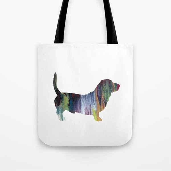 basset hound tote bags