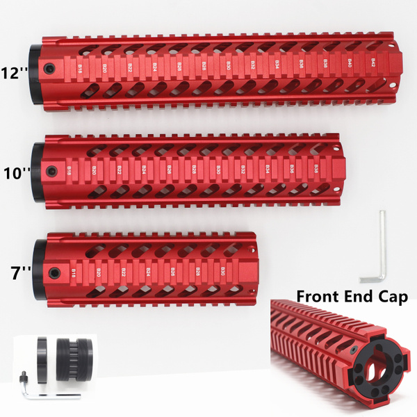 Red 7,10,12 inch Quad Rail Handguard Free Float Mount System with Front ...