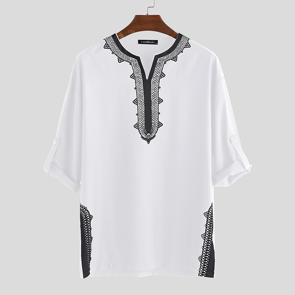 Details about / African Tribal Shirt Men Dashiki Print Succinct Hippie Top Blouse National Shirt