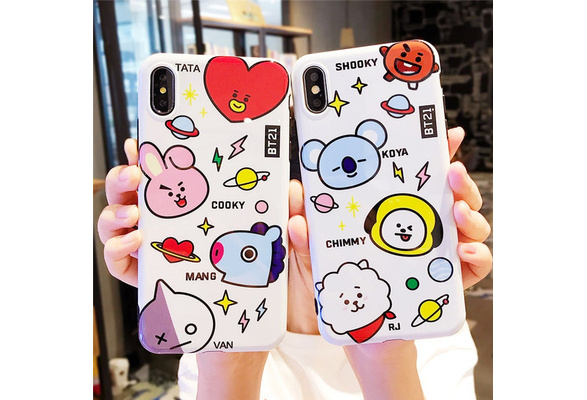 Korean Fashion BT21 Cute Silicone Mobile Phone Case Suitable for